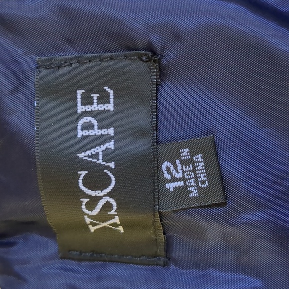 Xscape Navy Off-Shoulder Prom Dress - Picture 9 of 14